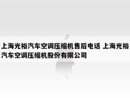 上海光裕汽车空调压缩机售后电话 上海光裕汽车空调压缩机股份有限公司